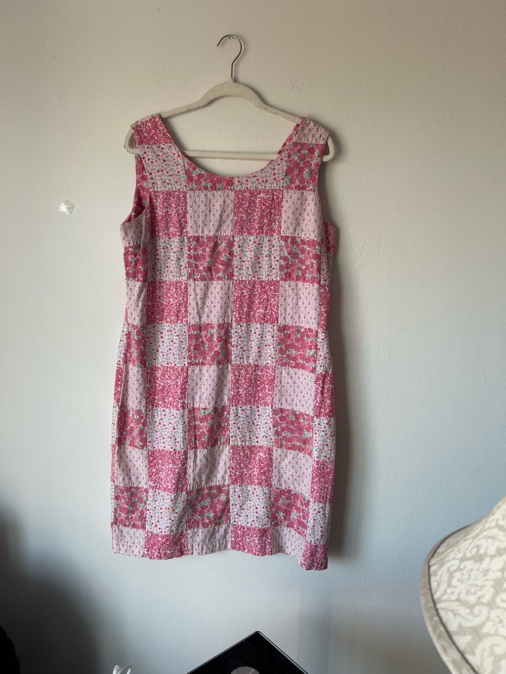 Sleeveless Pink Patchwork Floral Shift Dress Prairie